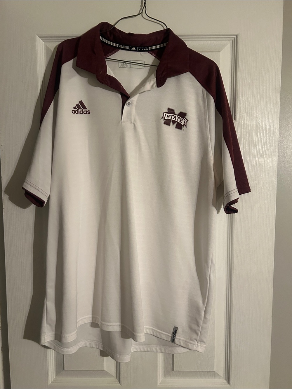 adidas White and Maroon Mississippi State Polo